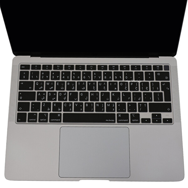 McStorey MacBook Air M1 13 A2179 A2337 Uyumlu UKAB Arapça Baskılı Siyah Klavye Kılıfı 2