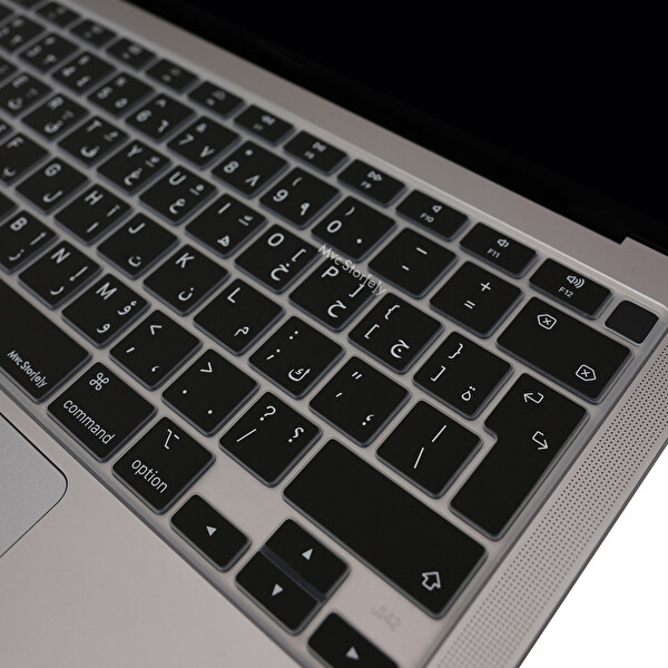 McStorey MacBook Air M1 13 A2179 A2337 Uyumlu UKAB Arapça Baskılı Siyah Klavye Kılıfı 3