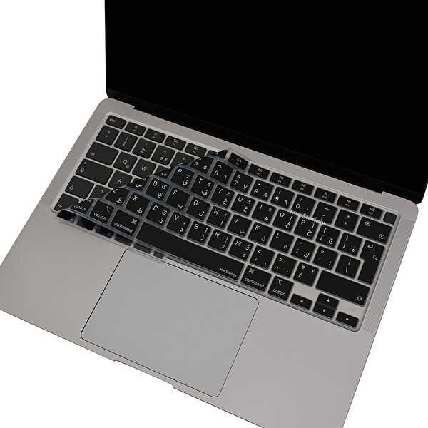McStorey MacBook Air M1 13 A2179 A2337 Uyumlu UKAB Arapça Baskılı Siyah Klavye Kılıfı 4