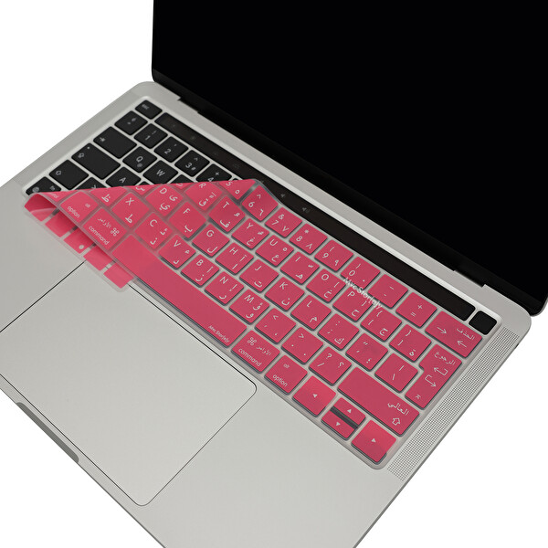 McStorey MacBook Pro A1706 1989 2159 1707 1990 Uyumlu UK(AB) Arapça Harf Baskı Açık Pembe Klavye Kılıfı