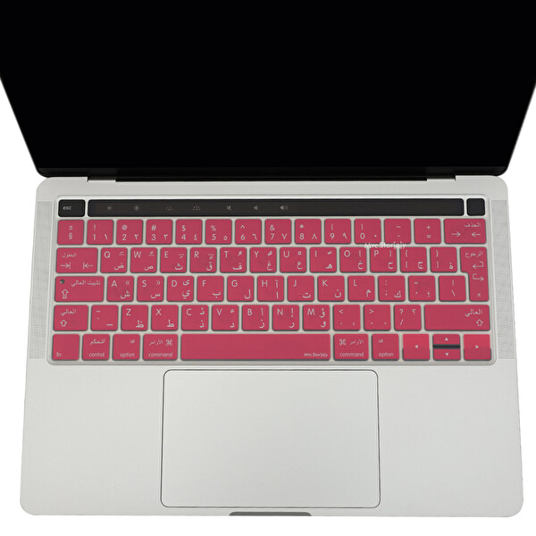 McStorey MacBook Pro A1706 1989 2159 1707 1990 Uyumlu UK(AB) Arapça Harf Baskı Açık Pembe Klavye Kılıfı