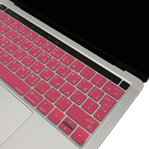 McStorey MacBook Pro A1706 1989 2159 1707 1990 Uyumlu UK(AB) Arapça Harf Baskı Açık Pembe Klavye Kılıfı