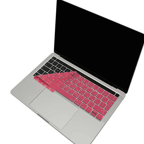 McStorey MacBook Pro A1706 1989 2159 1707 1990 Uyumlu UK(AB) Arapça Harf Baskı Açık Pembe Klavye Kılıfı