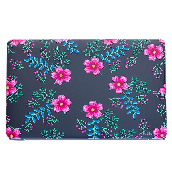 SyncCase Huawei Kılıf Matebook D14 Kılıf (2019-2020-2021-2022 Yılı) İle Uyumlu Kristal Kılıf Flower01NL Pembe Mavi