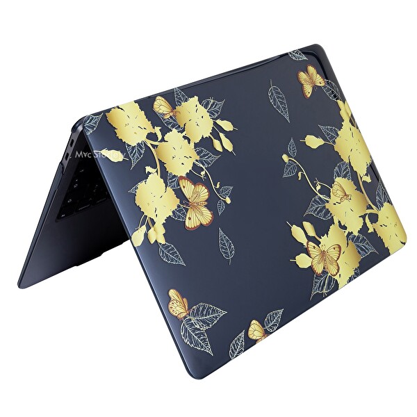 SyncCase Huawei MateBook D14 Uyumlu 2020/2023 Crystal Sarı Laptop Koruyucu Kılıf FLOWER01NL