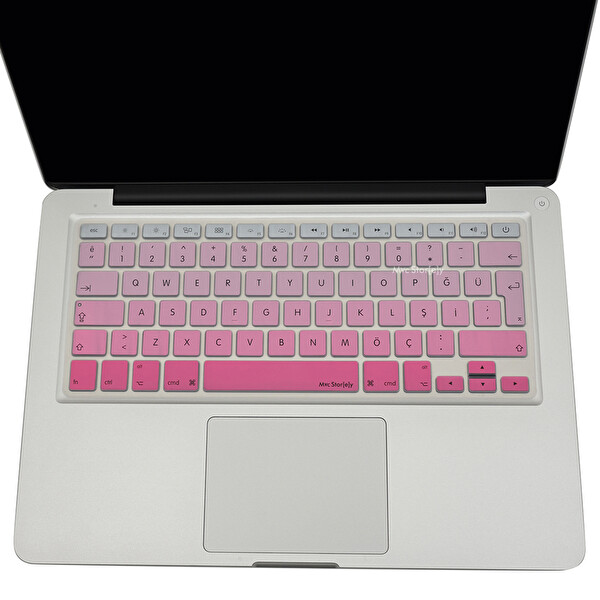 McStorey MacBook Air Pro A1278 A1466 1502 Uyumlu Türkçe Q Baskı Gradient Pembe Klavye Kılıfı