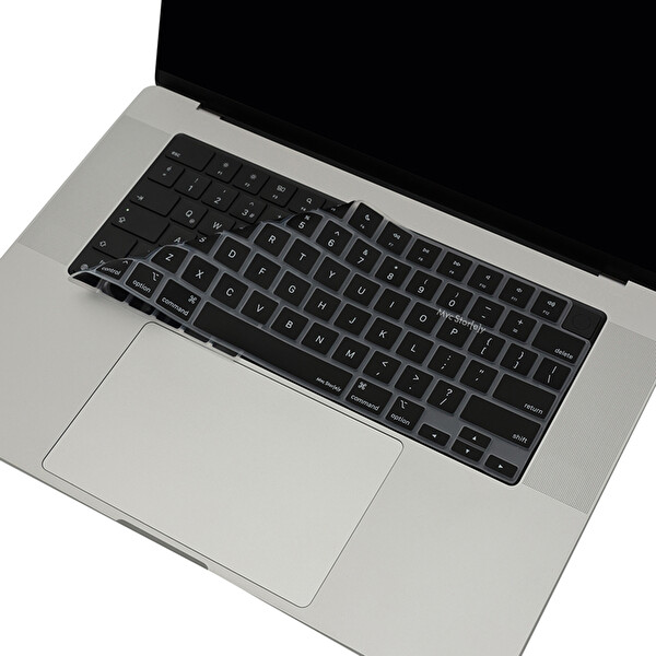 McStorey MacBook Air Pro 15 M1 M3 A2681 A2941 A2442 A2485 A2992 A2991 Uyumlu USABD İngilizce Siyah Klavye Kılıfı 3