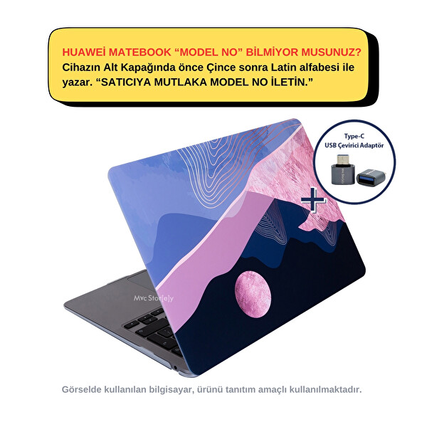 SyncCase Huawei Matebook D15 (2019-2020-2021-2022 Yılı) ile Uyumlu Kapak Koruyucu Wavelayers01NL Pembe