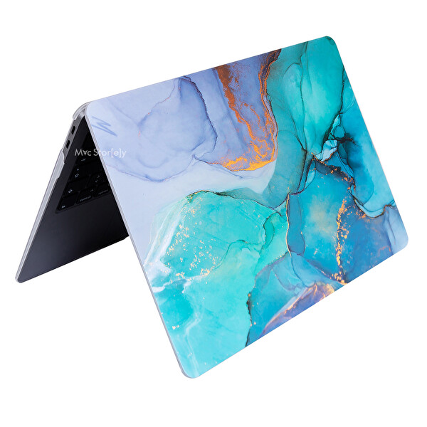 SyncCase Huawei Kılıf Matebook D15 Kılıf (2019-2020-2021-2022 Yılı) ile Uyumlu Marble Desenli Kapak Kılıf Açık Yeşil