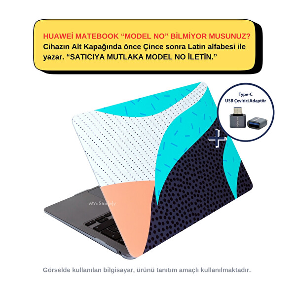 SyncCase Huawei Kılıf Matebook D15 Kılıf (2019-2020-2021-2022 Yılı) ile Uyumlu Kapak Koruyucu Wavelayers01NL Turkuaz