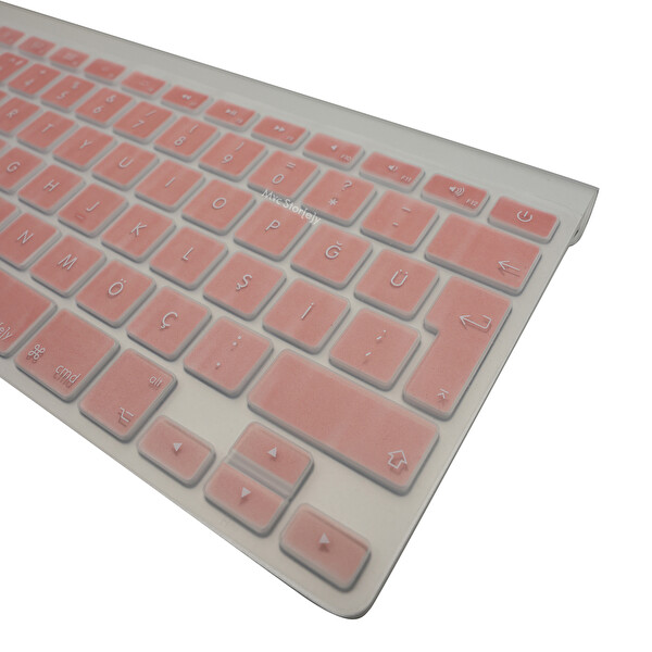 McStorey Apple Magic Keyboard 1 A1314 Uyumlu Türkçe Q Baskı Silikon Açık Kahverengi Klavye Kılıfı 2