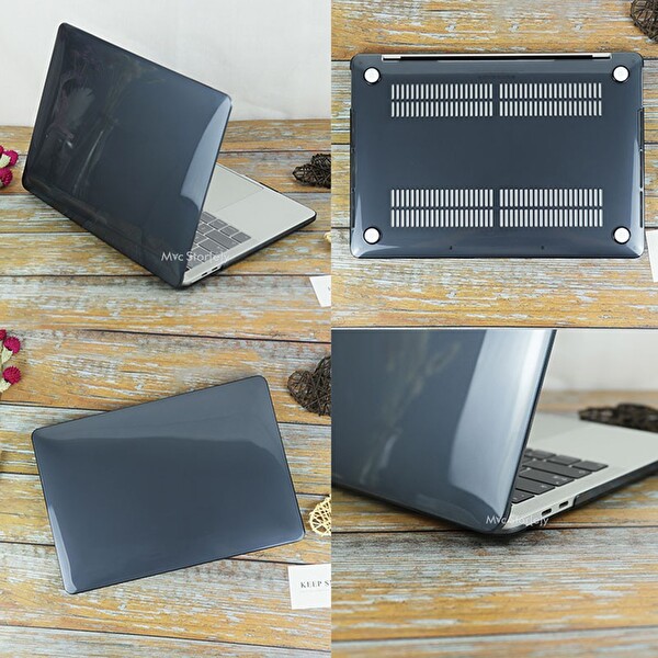 McStorey MacBook Air A1369 A1466 Uyumlu 2017 Yılı Öncesi Kristal Siyah Laptop Koruyucu Kılıf 6