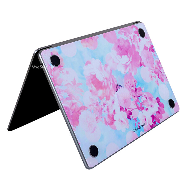 McStorey MacBook Air A2179 Uyumlu Pembe Koruyucu Sticker Laptop Kaplama Kılıf FLOWER0