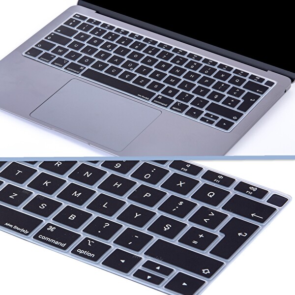 McStorey MacBook Air M1 A1932 A2179 A2337 Uyumlu F-Türkçe Daktilotip Siyah Laptop Klavye Kılıfı