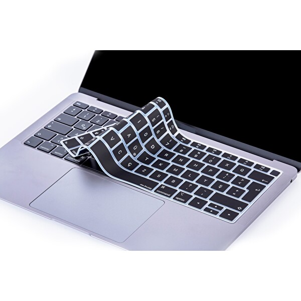 McStorey MacBook Air M1 A1932 A2179 A2337 Uyumlu F-Türkçe Daktilotip Siyah Laptop Klavye Kılıfı