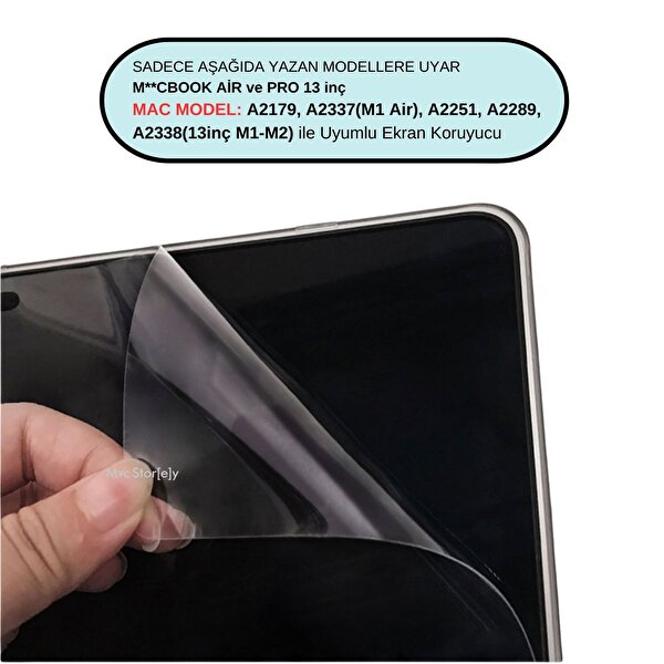 McStorey MacBook Air Pro M1-M2 13" A2251 A2289 A2338 A2179 A2337 Uyumlu Şeffaf Mat Ekran Koruyucu