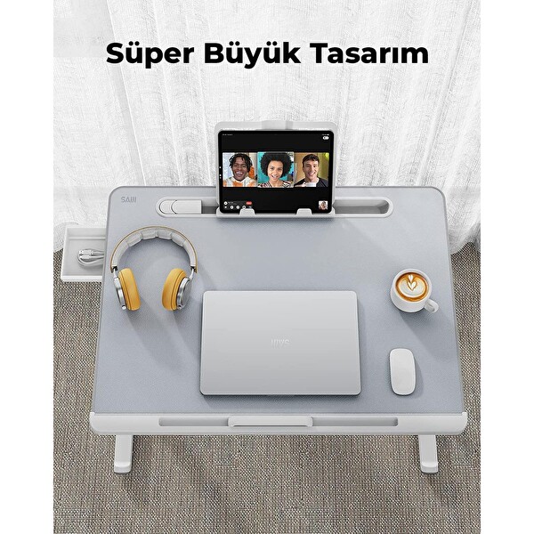 Bix Saiji K8 Ultimate Çok Fonksiyonlu Ayarlı LED Işıklı Gri Çalışma Masası