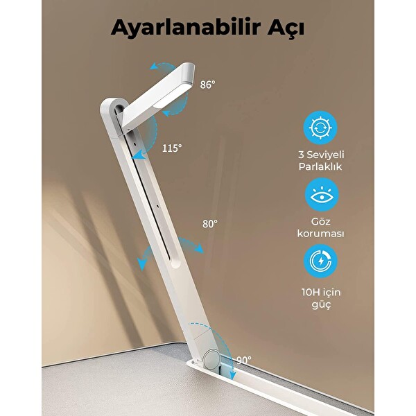Bix Saiji K8 Ultimate Çok Fonksiyonlu Ayarlı LED Işıklı Gri Çalışma Masası