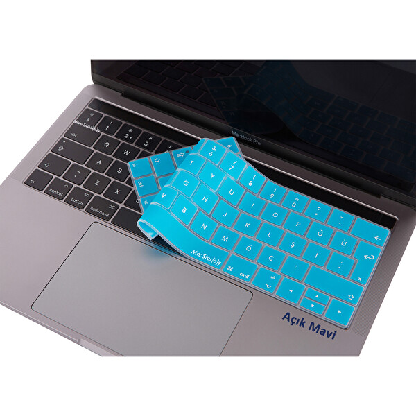 Açık Mavi Macbook Pro Klavye Kılıfı Türkçe Q Baskı A1706 A1989 A2159 A1707 A1990 Ile Uyumlu