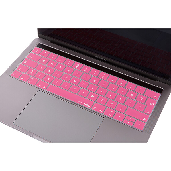 Açık Pembe Macbook Pro Klavye Kılıfı Türkçe Q Baskı A1706 A1989 A2159 A1707 A1990 Ile Uyumlu