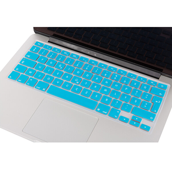 Açık Mavi Laptop Macbook Air Pro Klavye Kılıfı F-türkçe Daktilotip A1466 A1502 A1398 Ile Uyumlu
