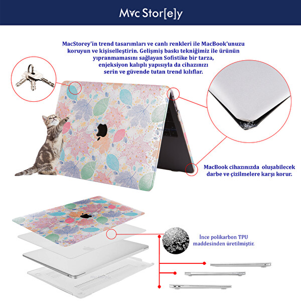 Leaf 01 Macbook Pro Kılıf 13inç M1-m2 A1706-08 A1989 A2159 A2251 A2289 A2338 Ile Uyumlu Leaf01
