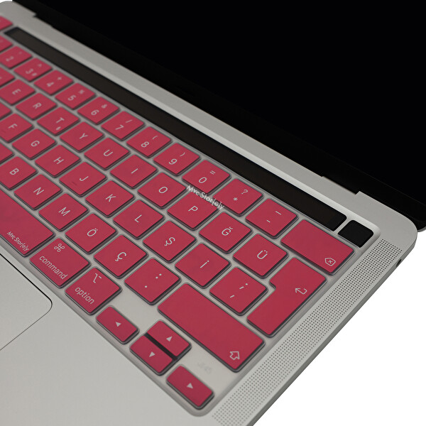 Pembe Macbook Pro Klavye Kılıfı 13inç M1-m2 Türkçe Q Baskı A2338 2289 2251 A2141 Ile Uyumlu