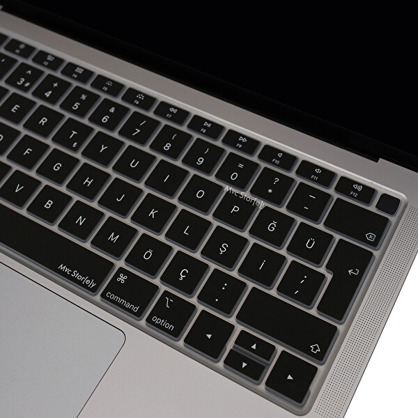 Siyah Laptop Macbook Air Klavye Kılıfı Türkçe Q Harf Baskılı A1932 Ile Uyumlu 3