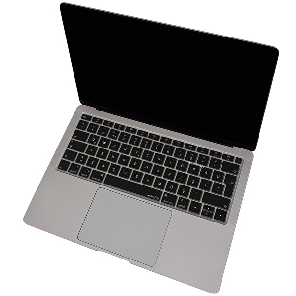Siyah Laptop Macbook Air Klavye Kılıfı Türkçe Q Harf Baskılı A1932 Ile Uyumlu 4