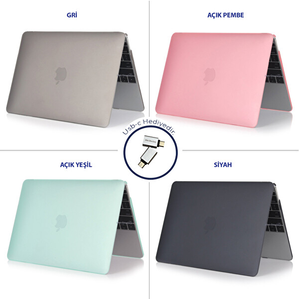 Siyah Macbook Kılıf 12 Inç A1534 Ile Uyumlu Mat