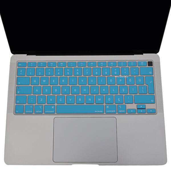 Açık Mavi Macbook Air M1 Klavye Kılıfı Türkçe Q Baskı A2179 A2337 Ile Uyumlu