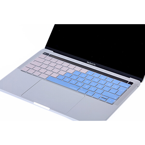 Mavi Pembe Macbook Pro Klavye Kılıfı Türkçe Q Baskı A1706 A1989 A2159 A1707 A1990 Ile Uyumlu R.powder 2