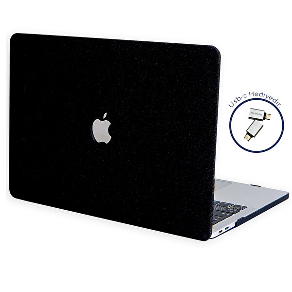 Siyah Macbook Pro Kılıf 13 Inç Simli M1-m2 A1706 A1708 A1989 A2159 A2251 A2289 A2338 Ile Uyumlu G1505