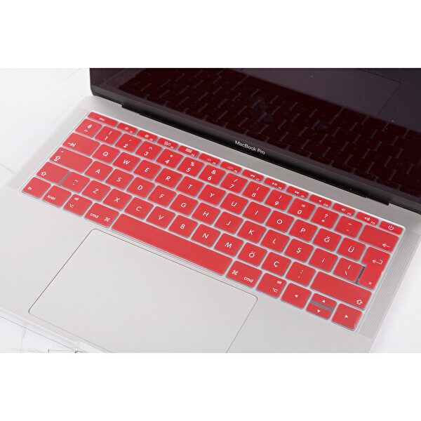 Kırmızı Laptop Macbook Pro Klavye Kılıf Türkçe Q Baskılı A1534 A1708 Ile Uyumlu 2