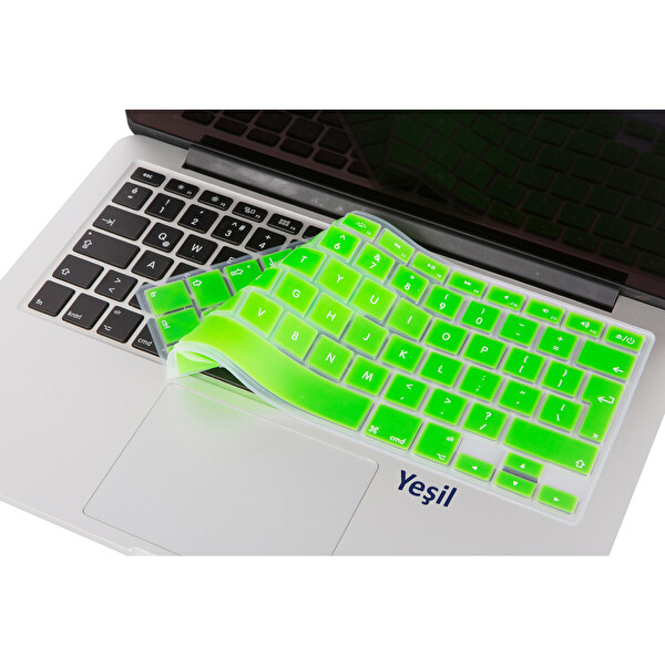 Yeşil Laptop Macbook Air Pro Klavye Kılıfı Uk(eu) İngilizce A1466 A1502 A1398 Ile Uyumlu