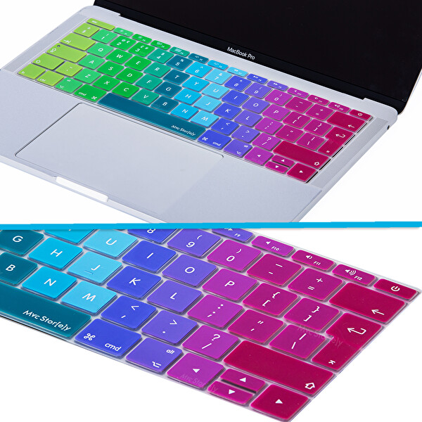 Pembe Yeşil Laptop Macbook Pro Klavye Kılıf Ukeu İngilizce Baskılı A1534 A1708 Ile Uyumlu Dazzle 5