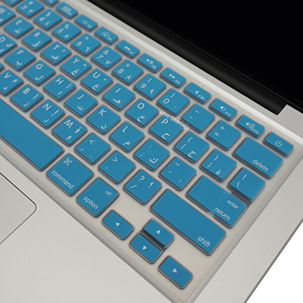 Açık Mavi Arapça Klavye Macbook Air Pro Koruyucu 13-15-17 Inç 2008-2017 Yılı Us Enter Uyumlu