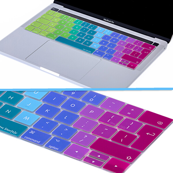 Pembe Yeşil Macbook Pro Klavye Koruyucu Ukeu İngilizce Baskı A1706 1989 2159 A1707 1990 Uyumlu Dazzle 3