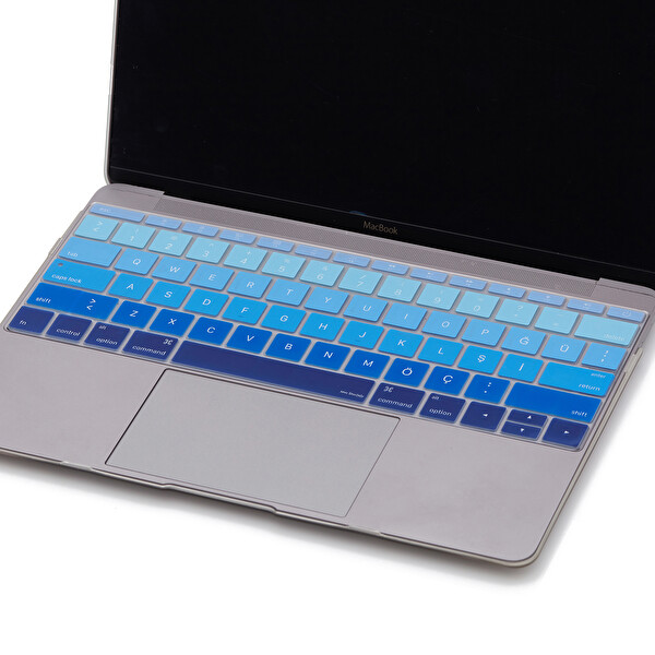 Lacivert Mavi Laptop Macbook Pro Klavye Kılıf Us tr Harf Baskılı A1534 A1708 Ile Uyumlu Ombre 2