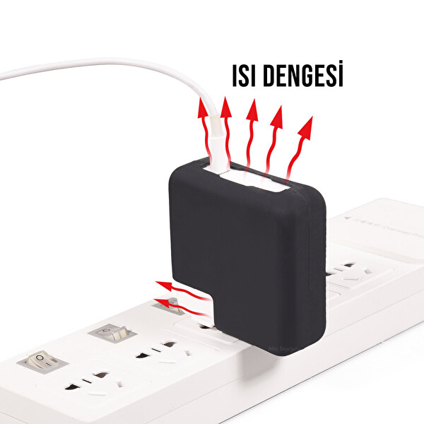 Siyah Şarj Aleti Silikon Kılıfı Macbook Air Magsafe 1-2 45w Ve 70w Ile Uyumlu