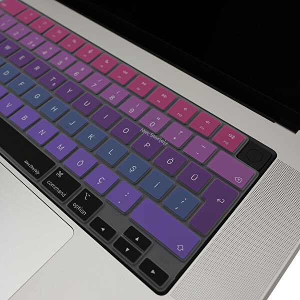 Pembe Mavi Macbook Air Pro Klavye Kılıfı Türkçe Q Baskı M1 m2 m3 A2681 A2941 A2442 A2779 A2485 A2780 A2992 A2991 A2918 Ombre 2