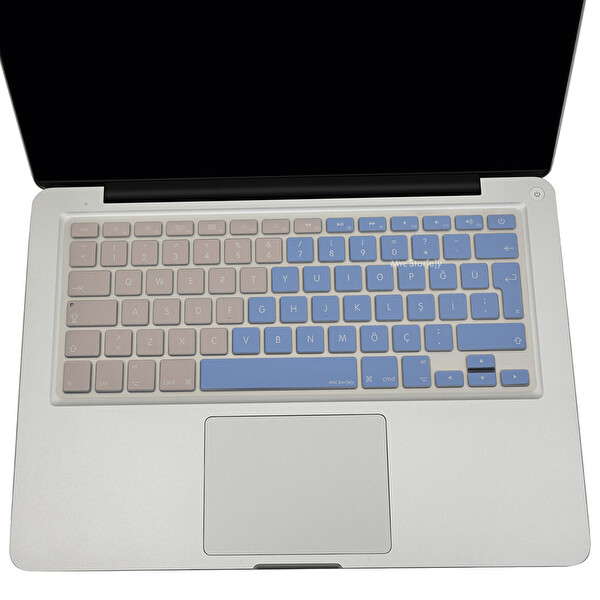 Mavi Pembe Macbook Air Pro Klavye Koruyucu Türkçe Q eski Usb’li Model 2008 2017 Yılı Ile Uyumlu Powder 2