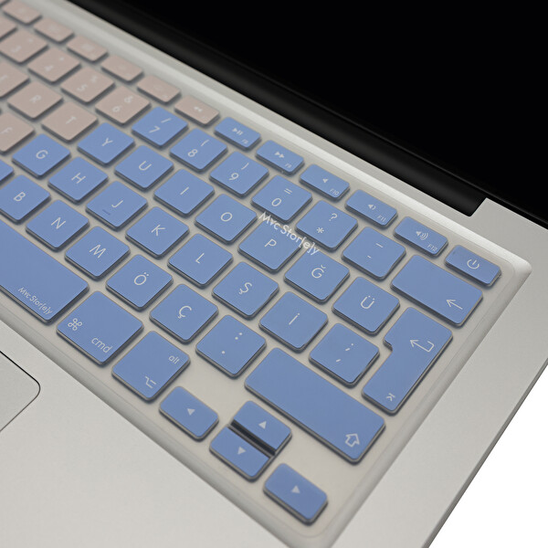 Mavi Pembe Macbook Air Pro Klavye Koruyucu Türkçe Q eski Usb’li Model 2008 2017 Yılı Ile Uyumlu Powder 3
