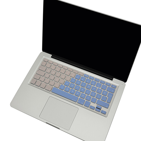 Mavi Pembe Macbook Air Pro Klavye Koruyucu Türkçe Q eski Usb’li Model 2008 2017 Yılı Ile Uyumlu Powder 4