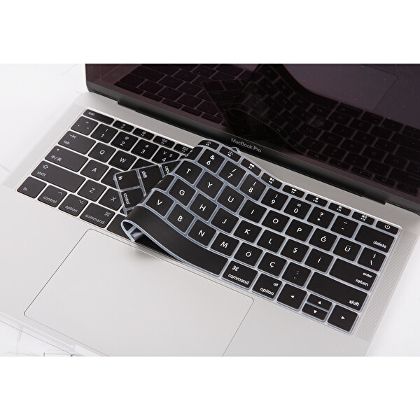 Siyah Laptop Macbook Pro Klavye Kılıf Us-tr Harf Baskılı A1534 A1708 Ile Uyumlu