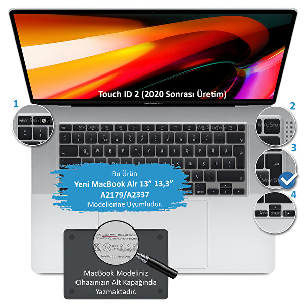 Pembe Yeşil Macbook Air M1 Klavye Kılıfı Türkçe Q Baskı A2179 A2337 Ile Uyumlu Dazzle