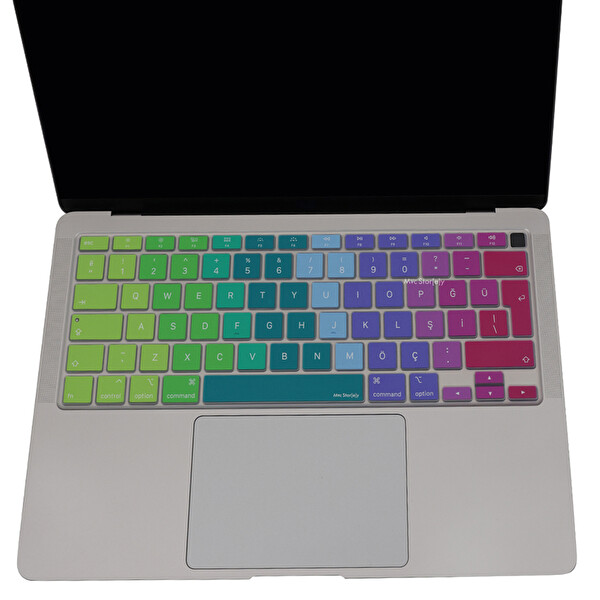 Pembe Yeşil Macbook Air M1 Klavye Kılıfı Türkçe Q Baskı A2179 A2337 Ile Uyumlu Dazzle