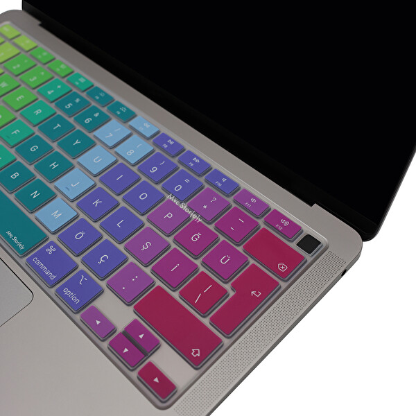 Pembe Yeşil Macbook Air M1 Klavye Kılıfı Türkçe Q Baskı A2179 A2337 Ile Uyumlu Dazzle