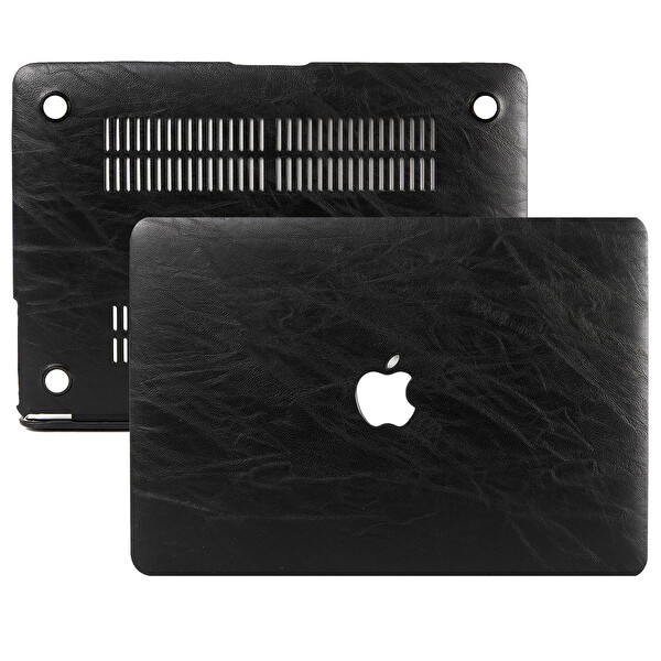 Siyah Macbook Air M1 Kılıf 13 Inç A1932 A2179 A2337 Ile Uyumlu Leat
