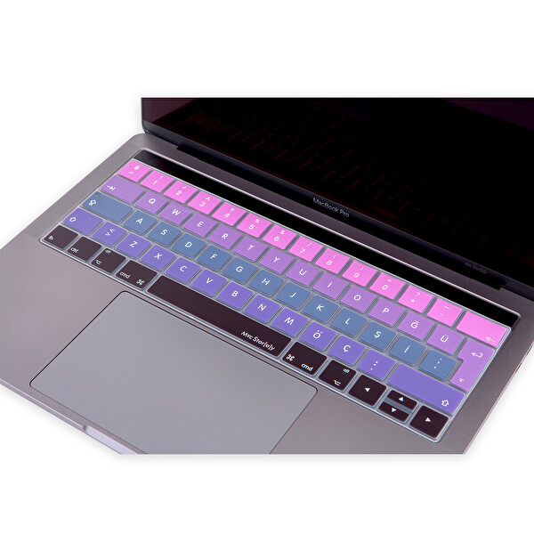 Pembe Mavi Macbook Pro Klavye Kılıfı Türkçe Q Baskı A1706 A1989 A2159 A1707 A1990 Ile Uyumlu Ombre